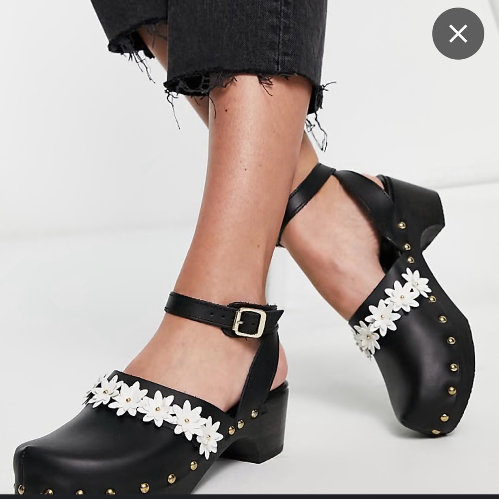 ASOS daisy ankle wrap clog Embellished Black Women's Shoes - Picture 2 of 5
